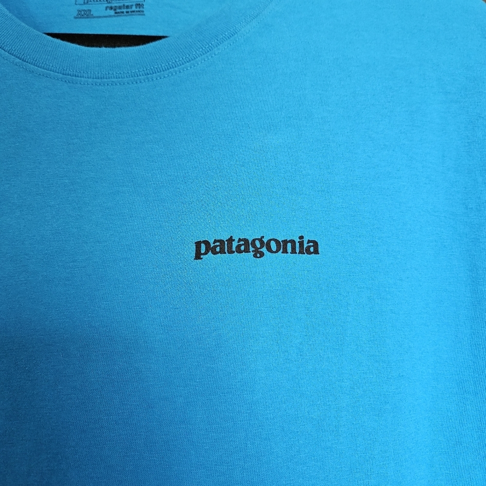Mens P-6 Logo Patagonia Blue Organic Cotton T Shirt Size XXL - Picture 6 of 8